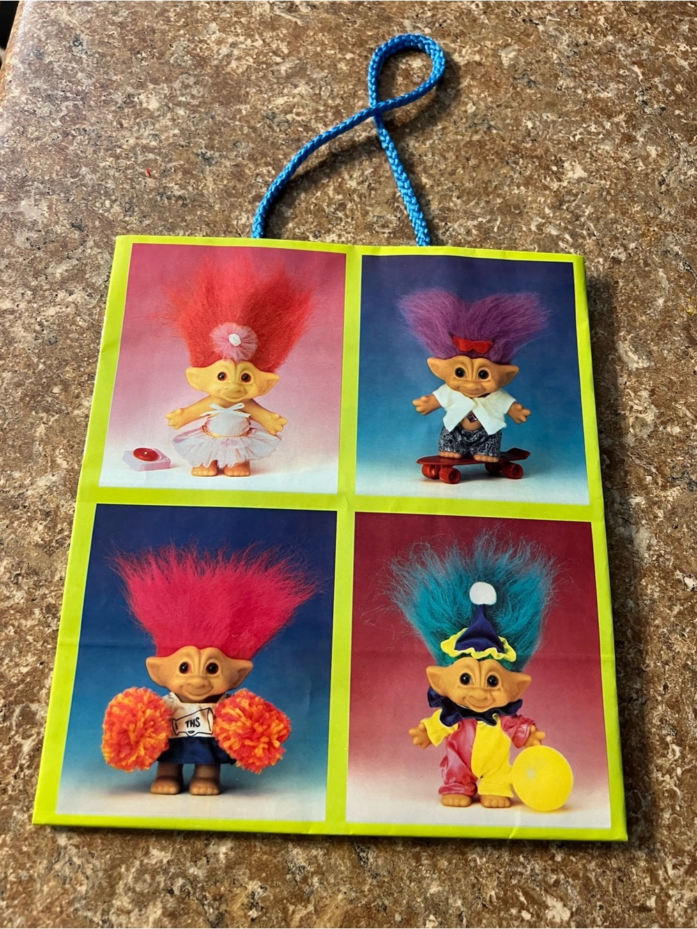 Vtg 1992 Troll Dolls 4-Panel Poster/Print Gift Bag 9”x8”